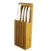 Bambus-Messerblock inklusive 4 Messer der Gen White Serie