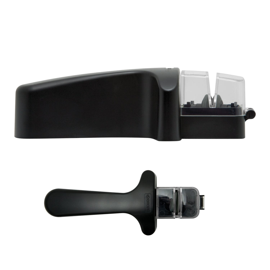 Roll Knife Sharpener with ceramic grinding wheel for steel knives, manual, ceramic/plastic, dimensions: 4.3 x 15.8 x 6.6 cm