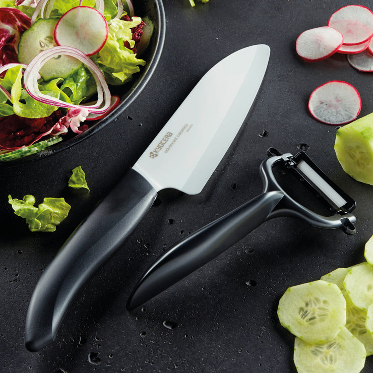 Peeler, black, ceramic,-blade length: 4 cm