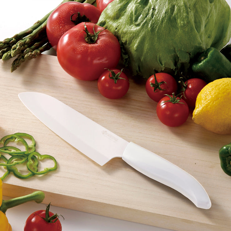 GEN Color Cut & Peel Set: Santoku Knife & Horizontal Peeler, ceramic-blade, white