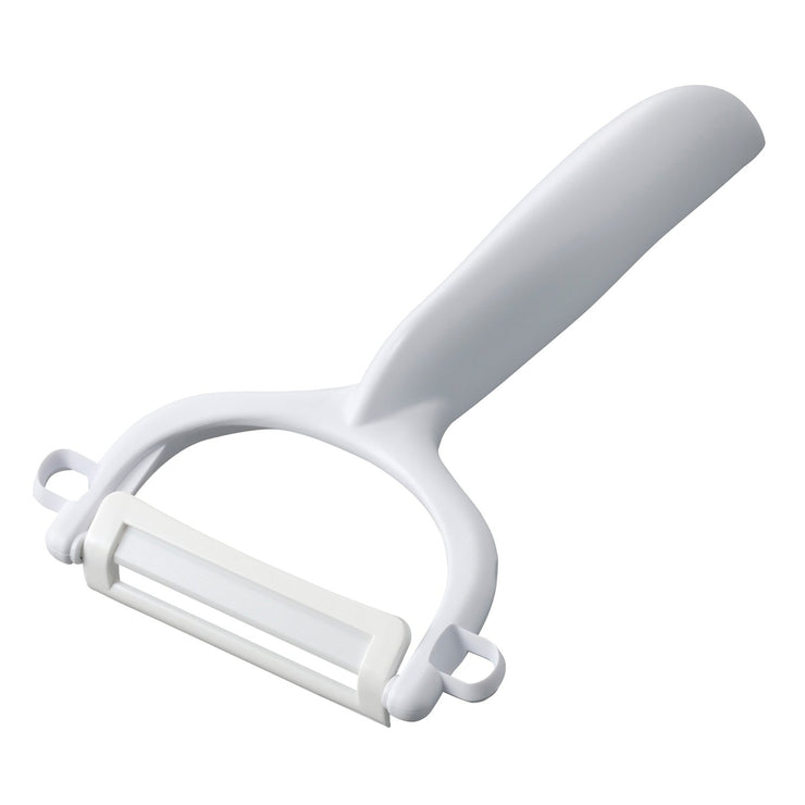 Peeler, white, ceramic blade length: 4 cm