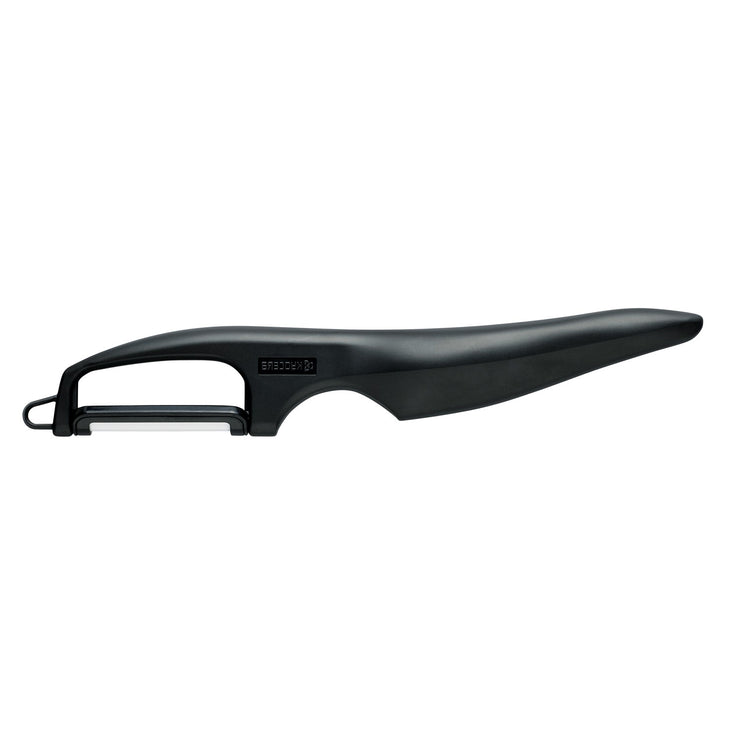 Peeler, double-edged, black, ceramic-blade length: 4 cm