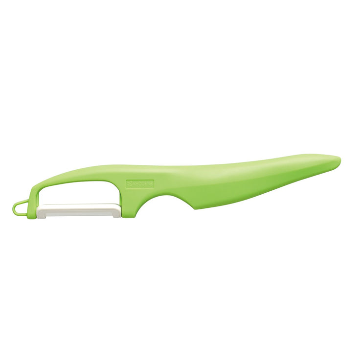 Peeler, double-edged, green, ceramic-blade length: 4 cm