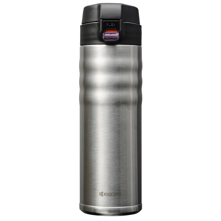 FLIP TOP - Travel Mug, black (500 ml), stainless steel/ceramic, height: 21 cm