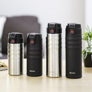 FLIP TOP - Travel Mug, black (500 ml), stainless steel/ceramic, height: 21 cm