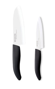 Soft-Touch Knife Block with Santoku Knife and Utility Knife, dimensions: 11 x 11 x 24.5 cm 