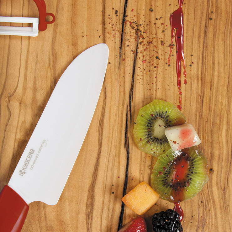 GEN COLOR Santoku Knife, red, ceramic-blade length: 14 cm