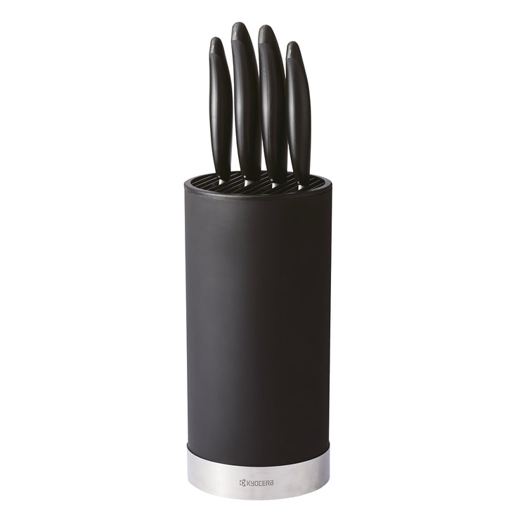 Round soft touch knife block including 4 GEN knives