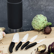 Round soft touch knife block including 4 GEN knives