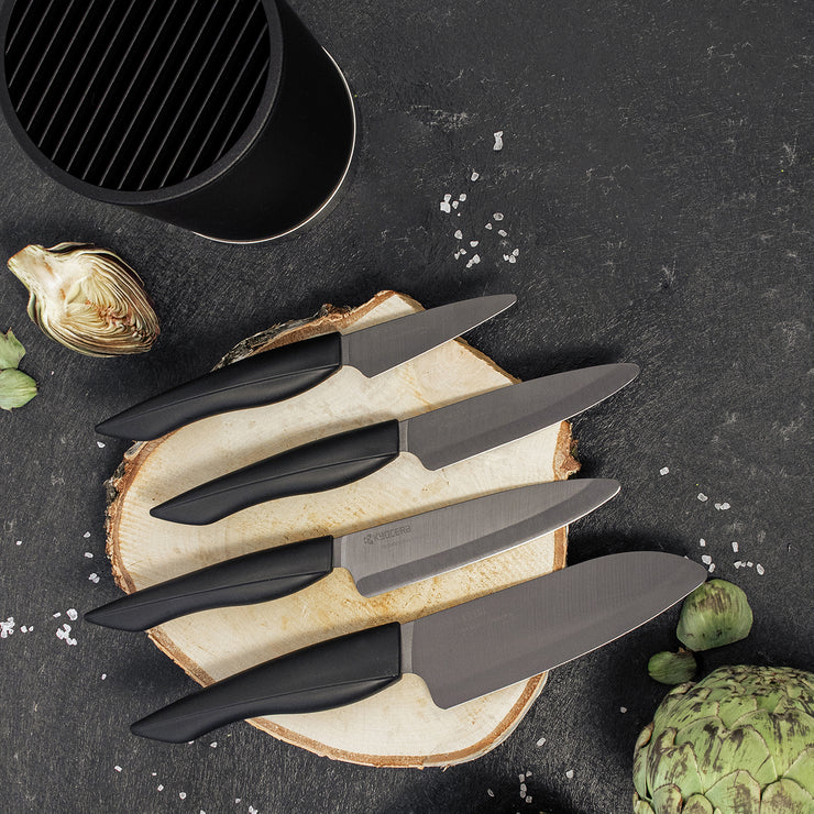 Round soft touch knife block including 4 SHIN knives