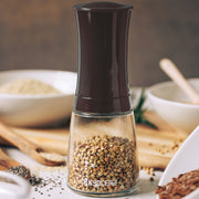 Ceramic seed grinder, 16 cm, dark brown