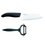 GEN Color Cut & Peel Set: Santoku Knife & Horizontal Peeler, ceramic-blade, black